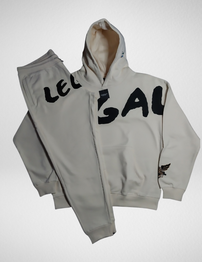 SUPER HEAVY 16 OZ. OVER-SIZED HOODED PULLOVER & Sweatpants Combo ( Design 8 )