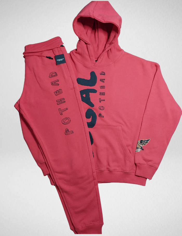 SUPER HEAVY 16 OZ. OVER-SIZED HOODED PULLOVER & Sweatpants Combo ( Design 1 )