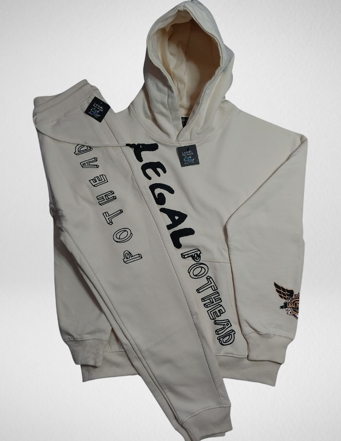 SUPER HEAVY 16 OZ. OVER-SIZED HOODED PULLOVER & Sweatpants Combo ( Design 3 )