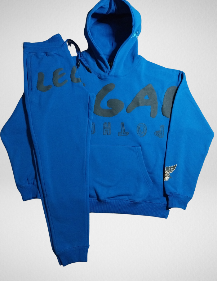 SUPER HEAVY 16 OZ. OVER-SIZED HOODED PULLOVER & Sweatpants Combo ( Design 4 )
