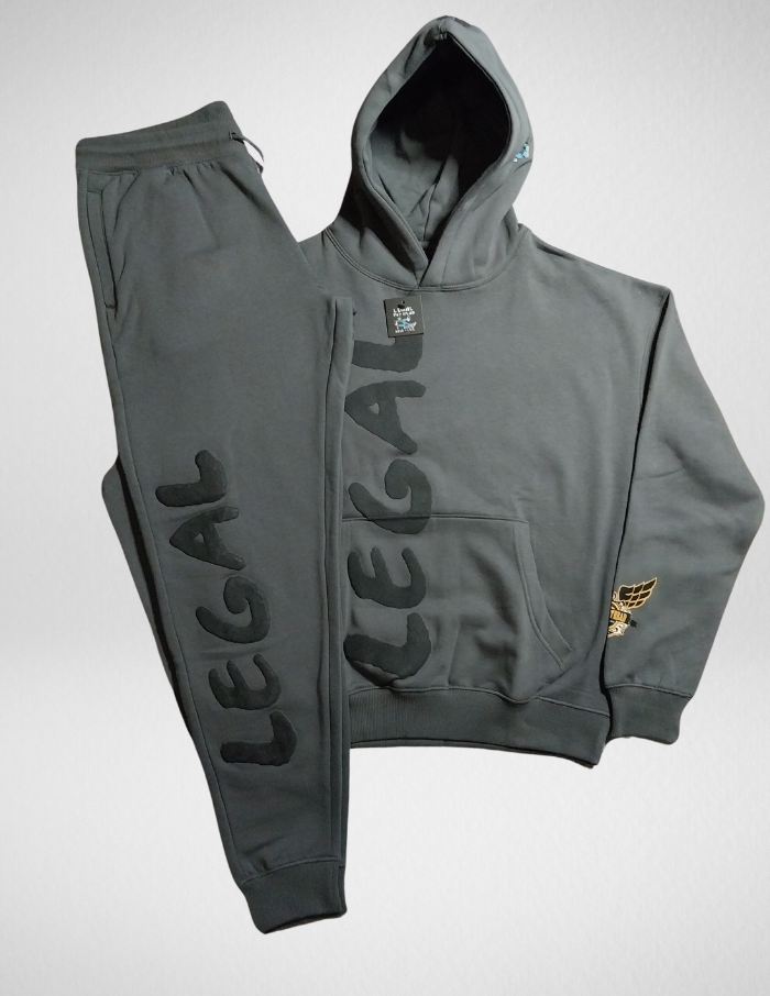 SUPER HEAVY 16 OZ. OVER-SIZED HOODED PULLOVER & Sweatpants Combo ( Design 7 )